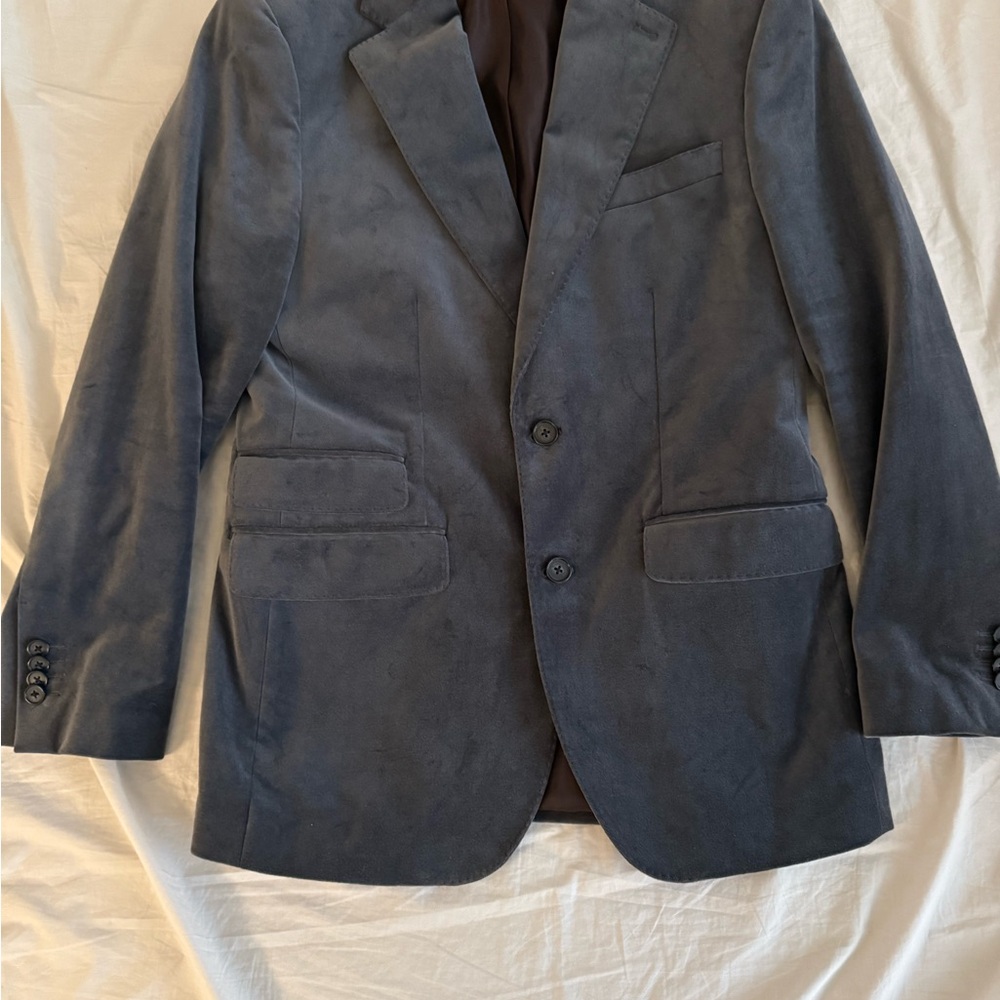 Men's Velvet Blazer in Slate Grey
